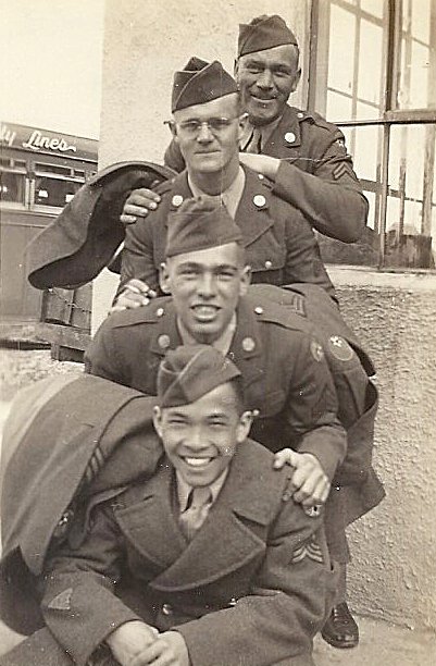 Schaffer, Schmidt, Tungett and Fong - 601st Squadron - 1944 or 1945